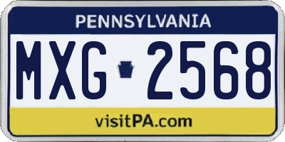 PA license plate MXG2568