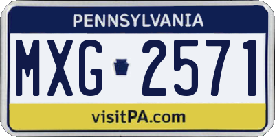 PA license plate MXG2571