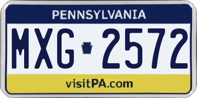 PA license plate MXG2572