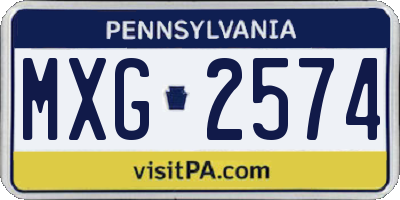 PA license plate MXG2574