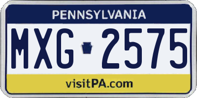 PA license plate MXG2575
