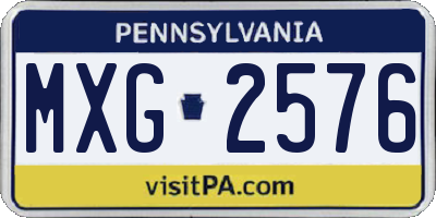 PA license plate MXG2576