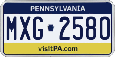 PA license plate MXG2580