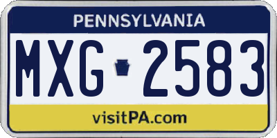 PA license plate MXG2583