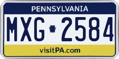 PA license plate MXG2584