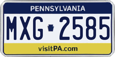PA license plate MXG2585