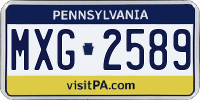 PA license plate MXG2589