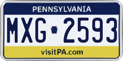 PA license plate MXG2593