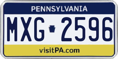PA license plate MXG2596