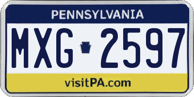 PA license plate MXG2597