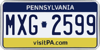 PA license plate MXG2599