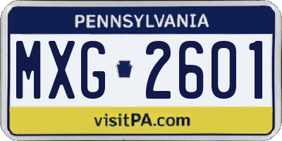 PA license plate MXG2601