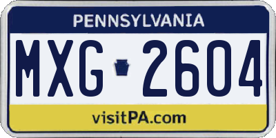PA license plate MXG2604