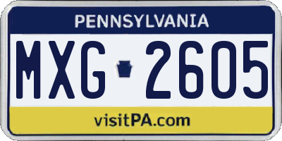 PA license plate MXG2605