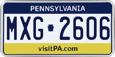 PA license plate MXG2606