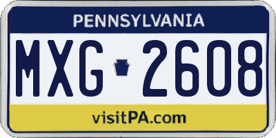 PA license plate MXG2608