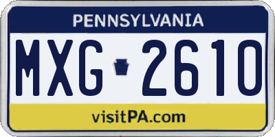 PA license plate MXG2610