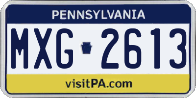 PA license plate MXG2613