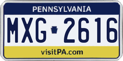 PA license plate MXG2616