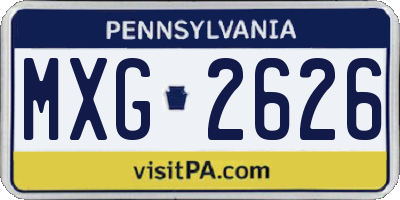 PA license plate MXG2626