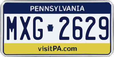 PA license plate MXG2629