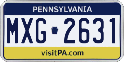 PA license plate MXG2631