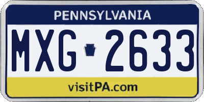 PA license plate MXG2633