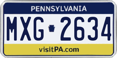 PA license plate MXG2634