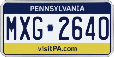 PA license plate MXG2640