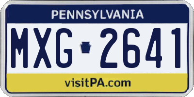 PA license plate MXG2641