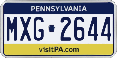 PA license plate MXG2644