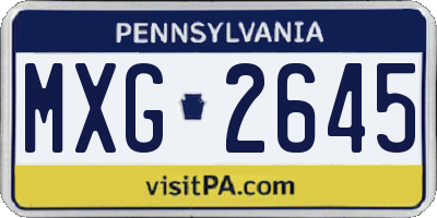 PA license plate MXG2645