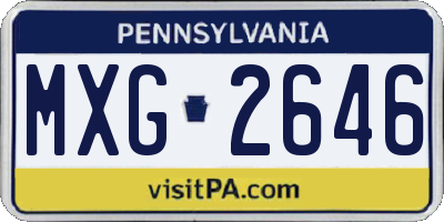 PA license plate MXG2646