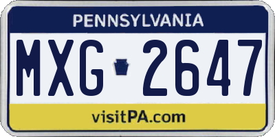 PA license plate MXG2647