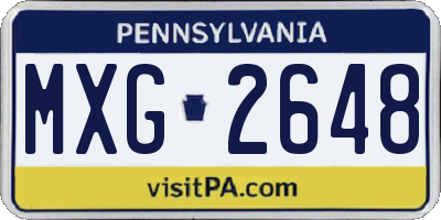 PA license plate MXG2648