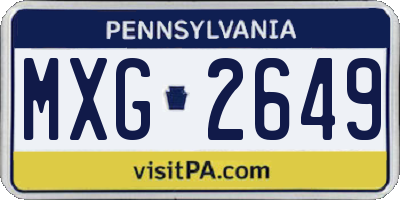 PA license plate MXG2649