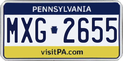PA license plate MXG2655