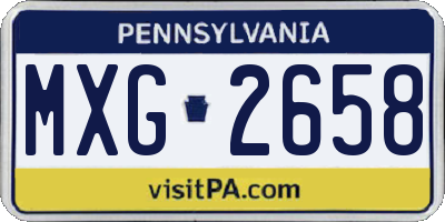 PA license plate MXG2658