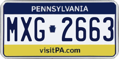 PA license plate MXG2663