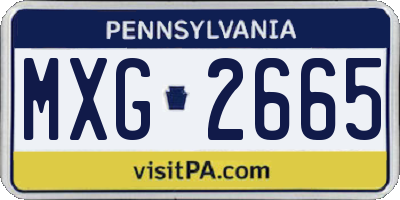 PA license plate MXG2665