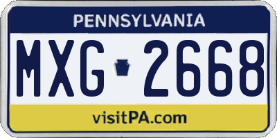 PA license plate MXG2668