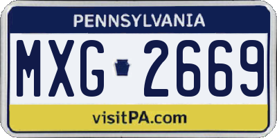 PA license plate MXG2669