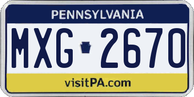 PA license plate MXG2670