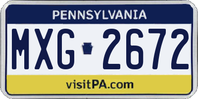 PA license plate MXG2672