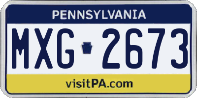 PA license plate MXG2673