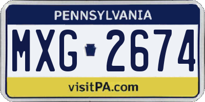 PA license plate MXG2674
