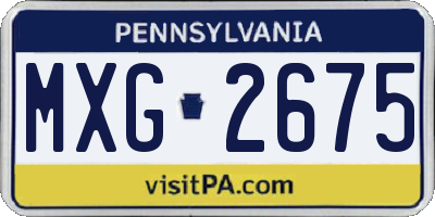 PA license plate MXG2675