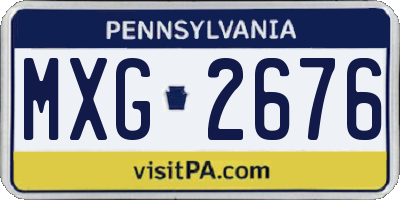 PA license plate MXG2676