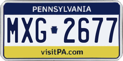 PA license plate MXG2677