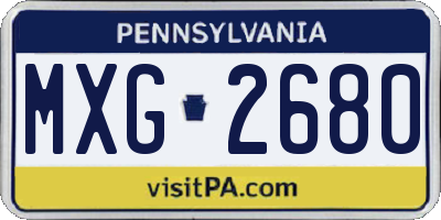PA license plate MXG2680